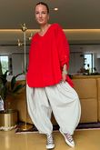 Made in Italy Cooper Needlecord Scoop Dip Back Top Salsa